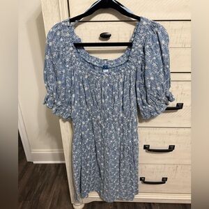 Blue Floral Women's Dress